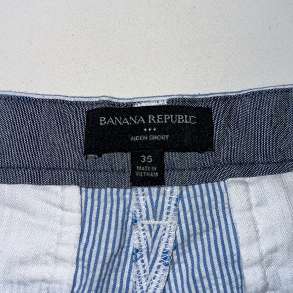 COPY - Banana Republic Men’s Aiden Short Blue White Seersucker 35 - Picture 2 of 4